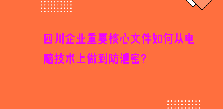 四川企業(yè)重要核心文件如何從電腦技術(shù)上做到防泄密？